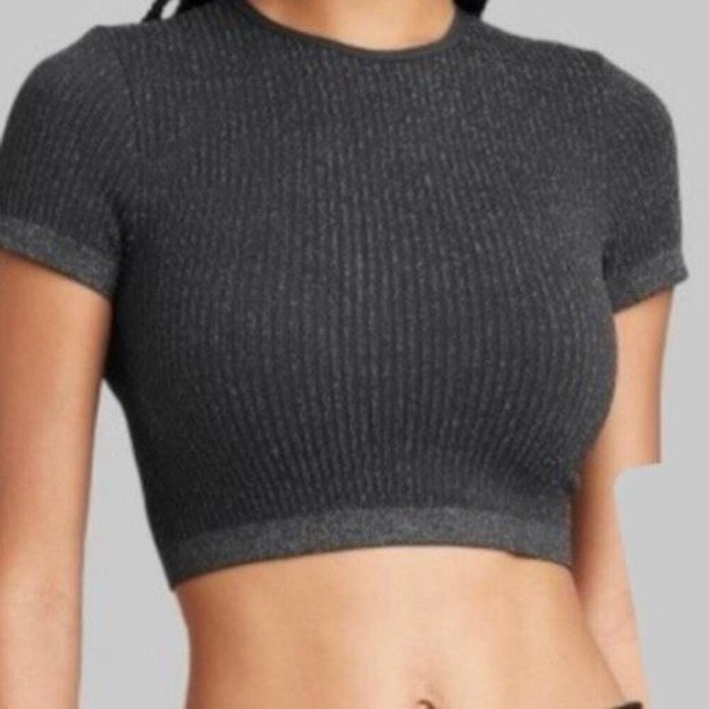 Wild fable crop top grey blue glitter seamless size L